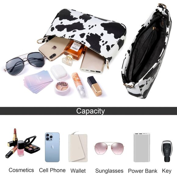 Small PU Leather Shoulder Bag Crossbody Purse with Double Straps for Women Girls - Picture 4 of 6